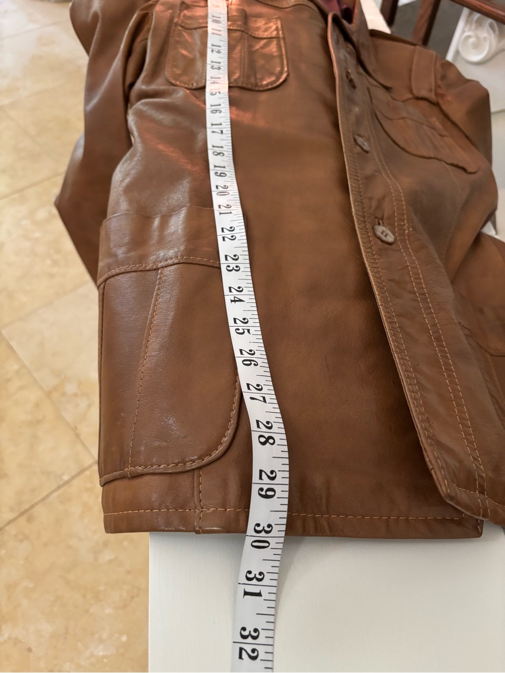 Zara Brown Leather Button-Front Jacket - Picture 13 of 15